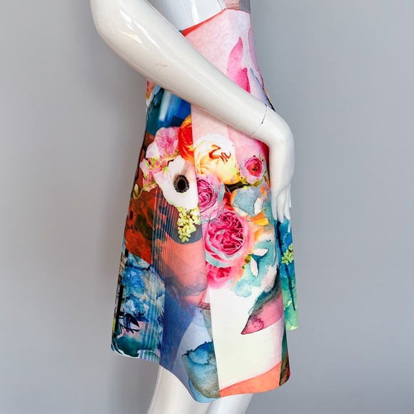 Clover Canyon Fit & Flare Summer Short Dress Scuba Neoprene Sleeveless Cutout S - Picture 8 of 17